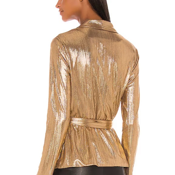 REVOLVE Gold Metallic Desiray Tie Blazer in Gold - Picture 2 of 4